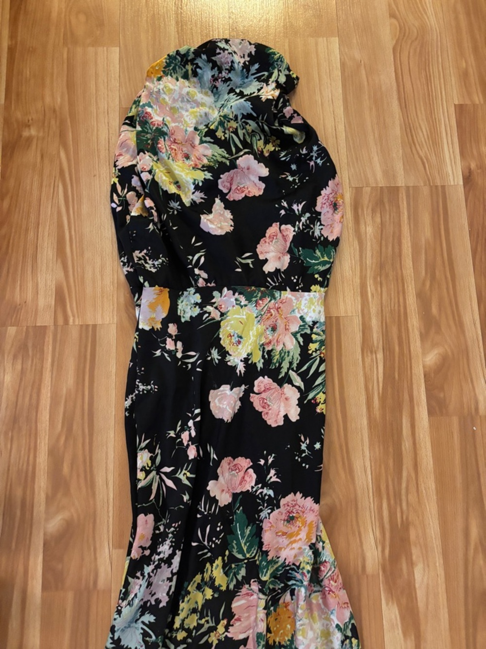 NW Petal & Pup Nordstrom ANABELLE Black Floral Satin Midi Dress size S - Picture 5 of 8